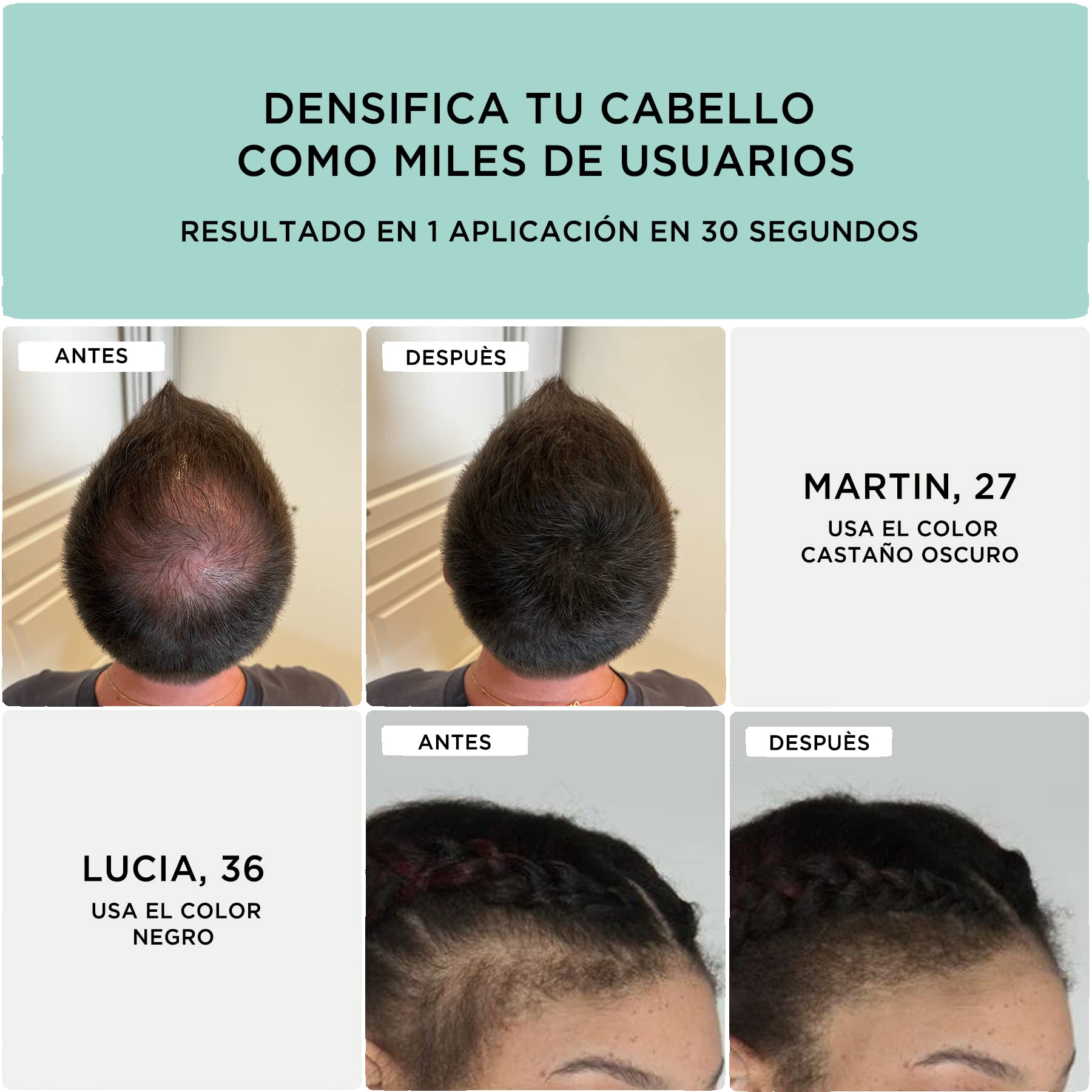 Fibras Capilares - 27g - Polvos pelo Hombre y mujer | 100% natural (castaño medio) - Polvo pelo - Fibra Cabello (27g, castaño medio)