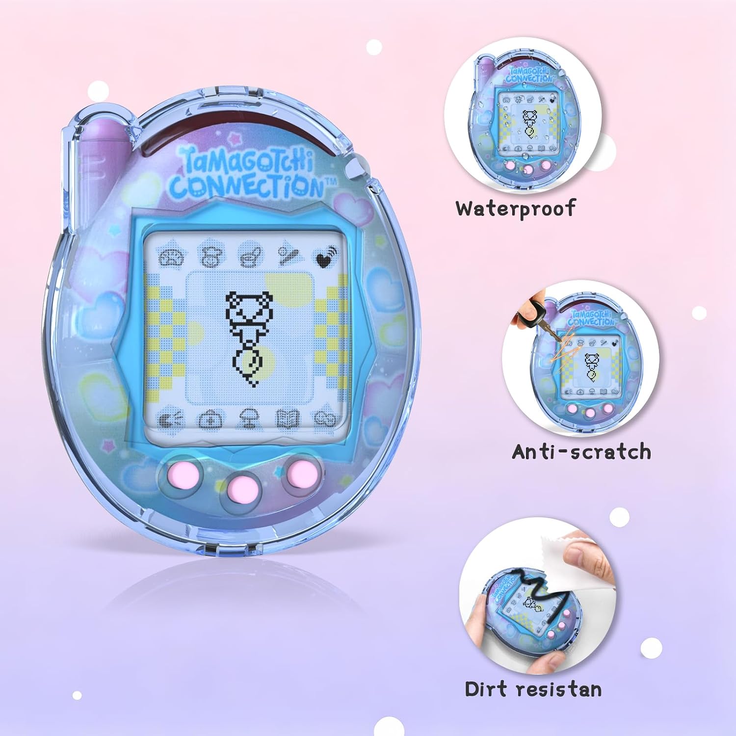 Translucent Cover Case for Tamagotchi Connection Virtual Reality Pet, Hard Protection Clear Case Compatible with Tamagotchi Connection Accessories (Transparent Light Blue) image 3