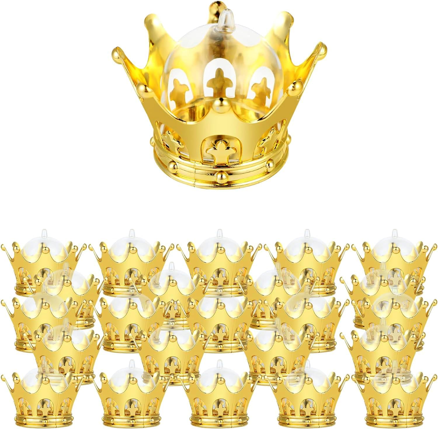 JC HUMMINGBIRD JCHB 24 Pieces Fillable Gold Crown with Dome Party Favors, Birthday, Graduation, Celebration