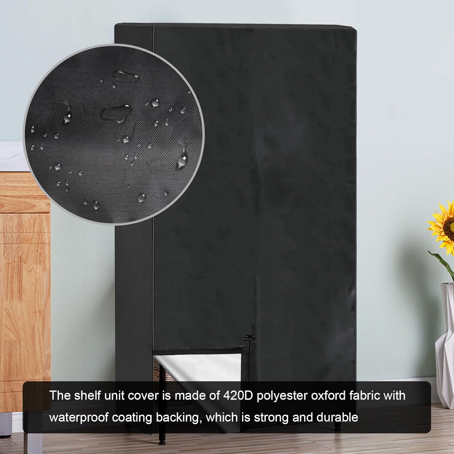 VIKKSAER Dustproof Shelf Cover, 36" W x 18" D x 72" H, Heavy Duty Waterproof Storage Shelving Protector, Steel Organizer Wire Rack Cover with Zipper (Black)