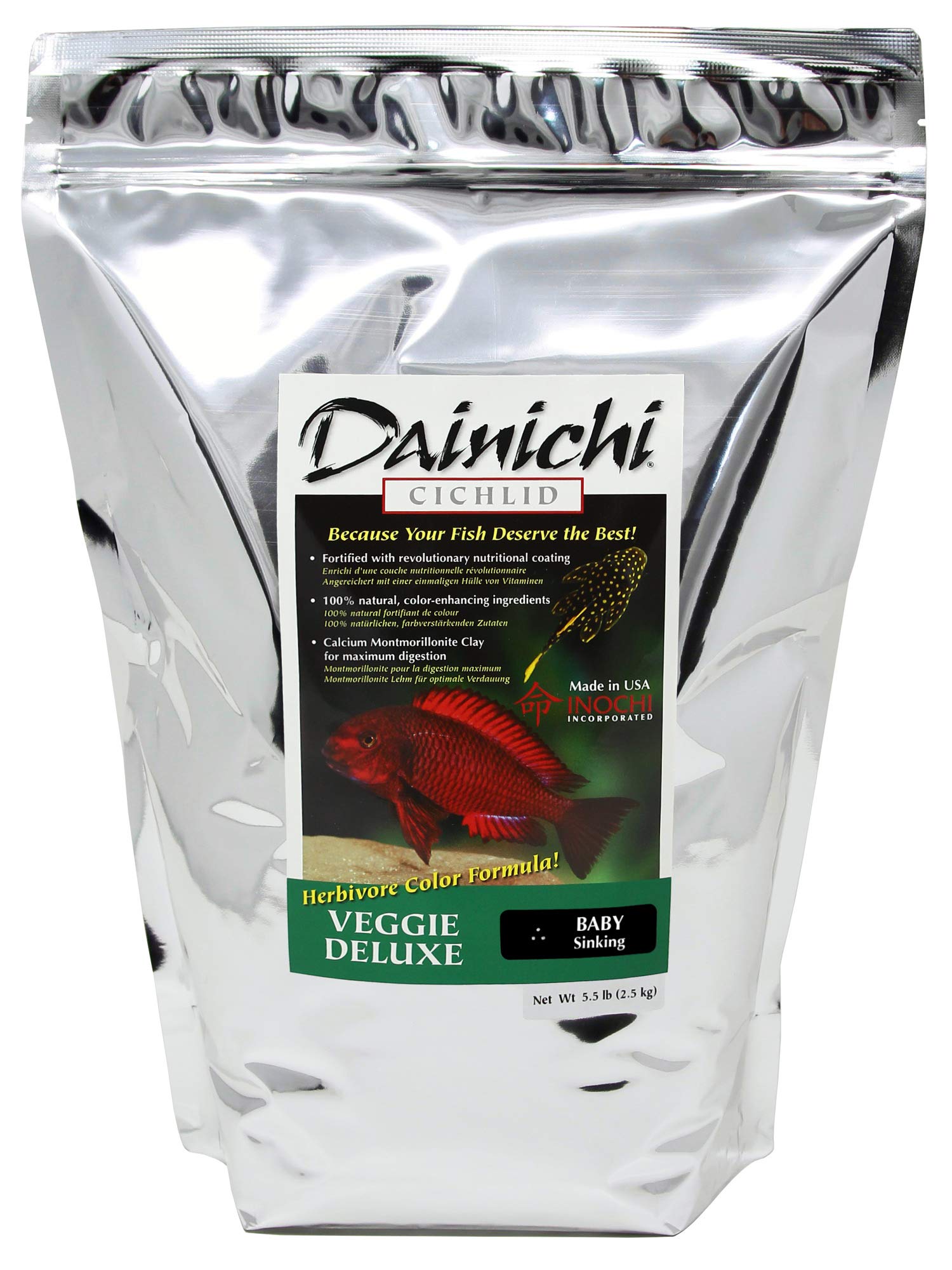Dainichi Cichlid Food - Veggie Deluxe (5.5 Lbs), Baby (1 mm) Sinking Pellet