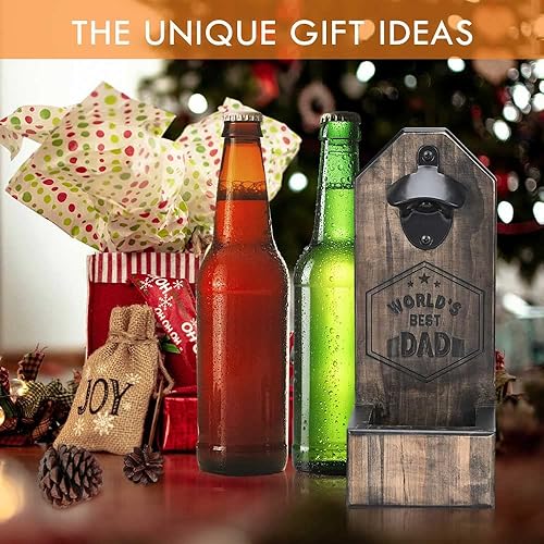 Miniatura 7 de Regalos de Navidad para papá de hija e hijo, abridor de botellas de cerveza montado en la pared, regalos de cumpleaños únicos para papá, padrastros,