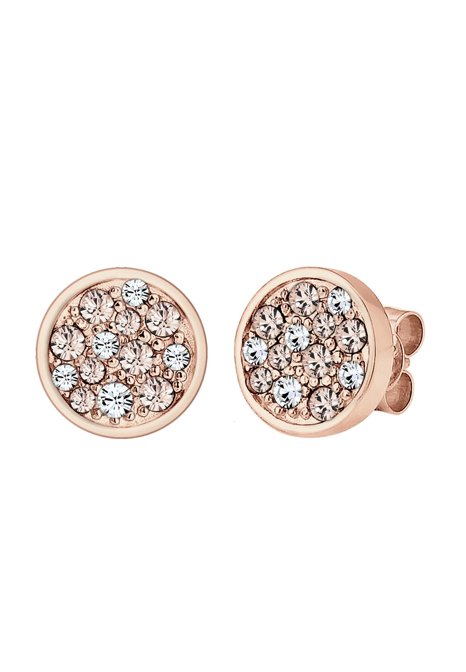 Elli Earrings Circle Crystals Sparkle 925 Silver Rosé Gold Plated