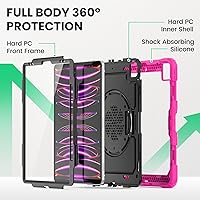 Vista 5 de SEYMAC Funda para niños para iPad Pro 12.9 2022/2021/2020/2018, resistente protección a prueba de golpes con protector de pantalla, soporte