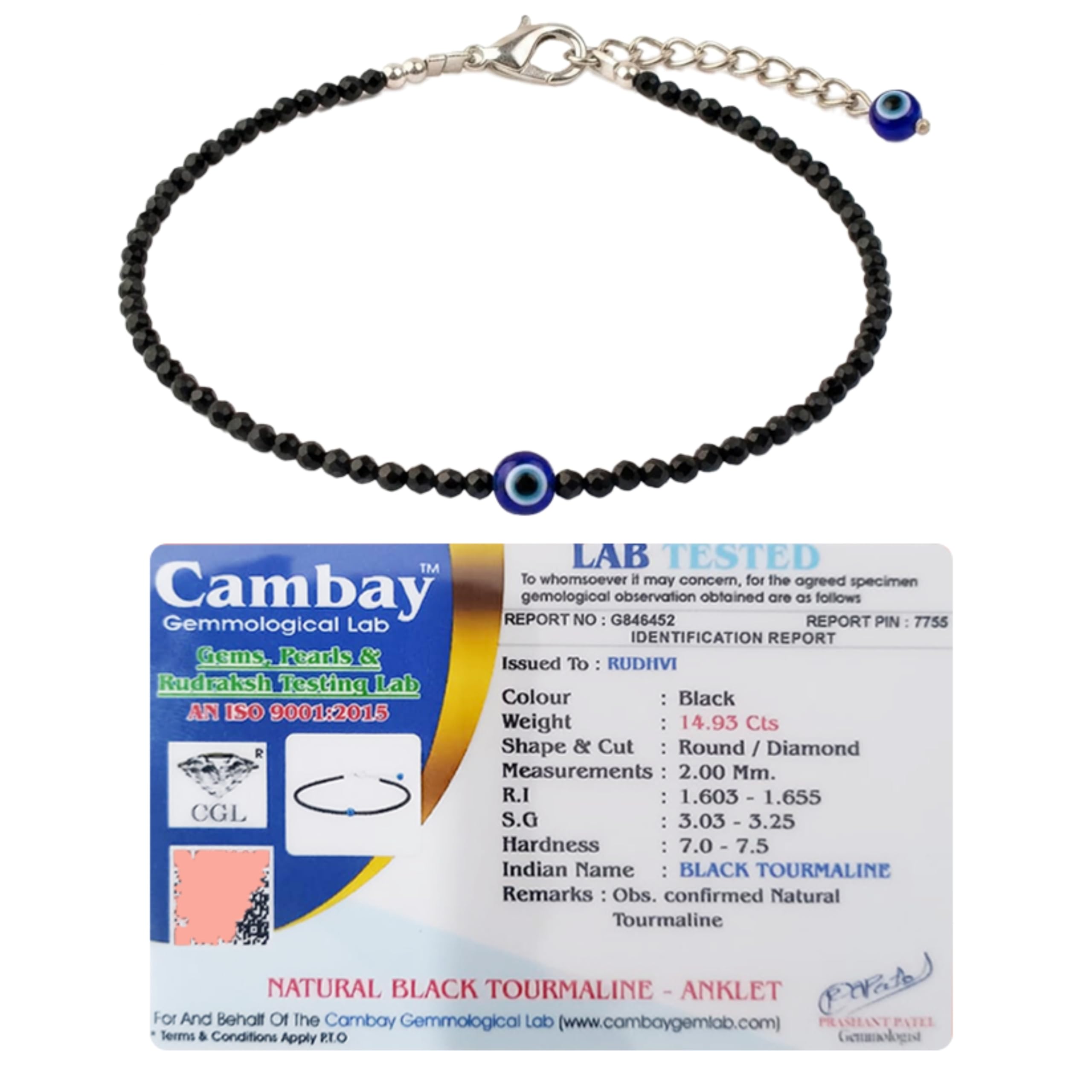 Black Tourmaline Anklet for Women with Evil Eye | Natural Black Tourmaline Nazar Protection Anklet | Adjustable Crystal Foot Jewelry for Daily Wear-picture-59