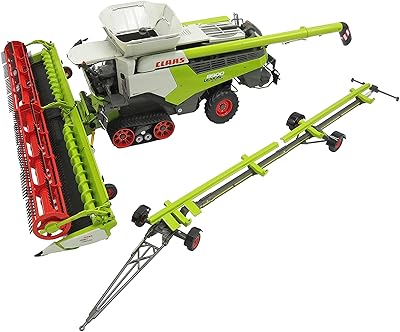 Marge Models CLAAS Lexion 8900 Terra Trac Combine with Header Cart 1:32 Scale Model 02531980, Green