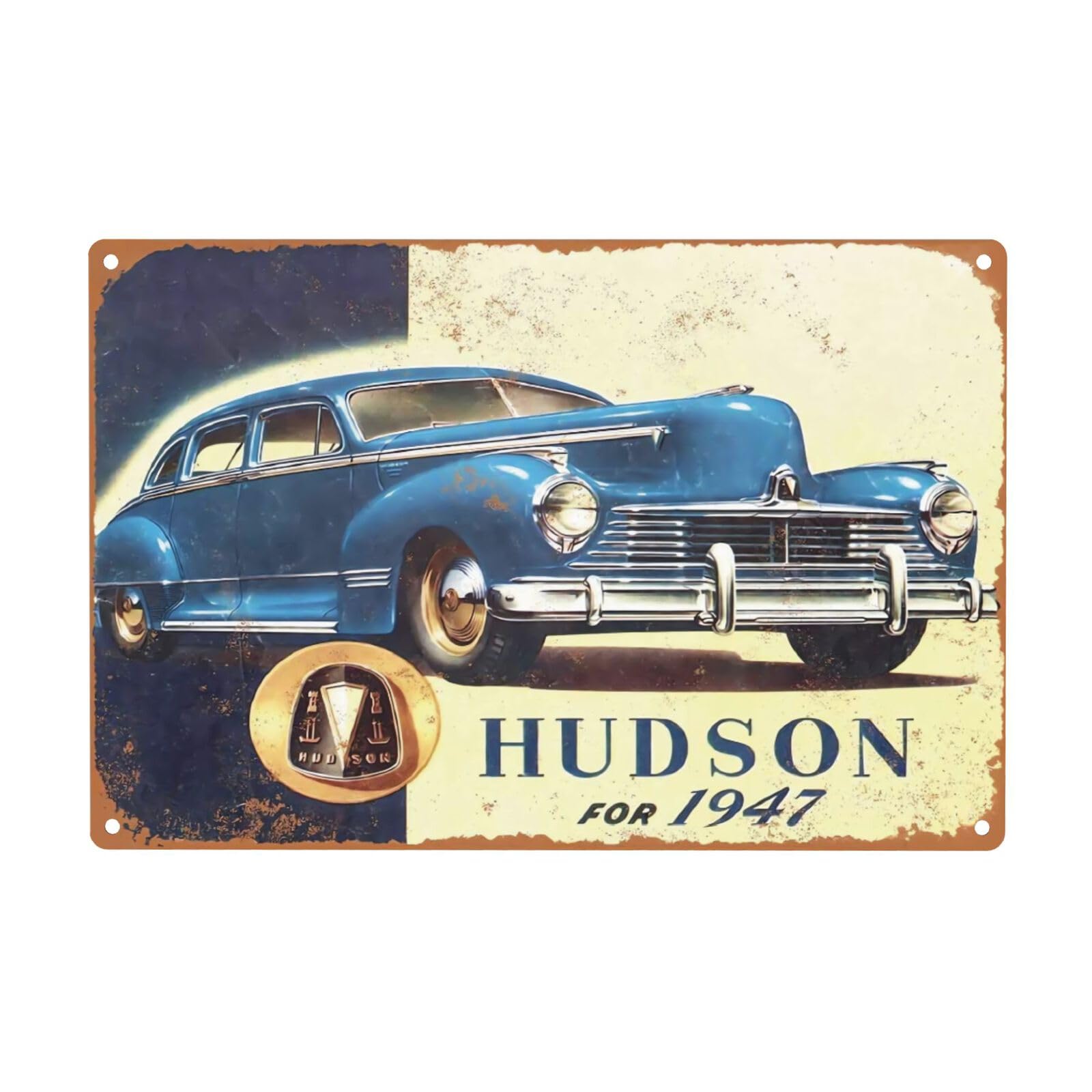 1947 Hudson Automobiles Vintage Tin Signs Cars, Sisoso Metal Plaques Poster Man Cave Pub Retro Wall Decor 12x8 inch