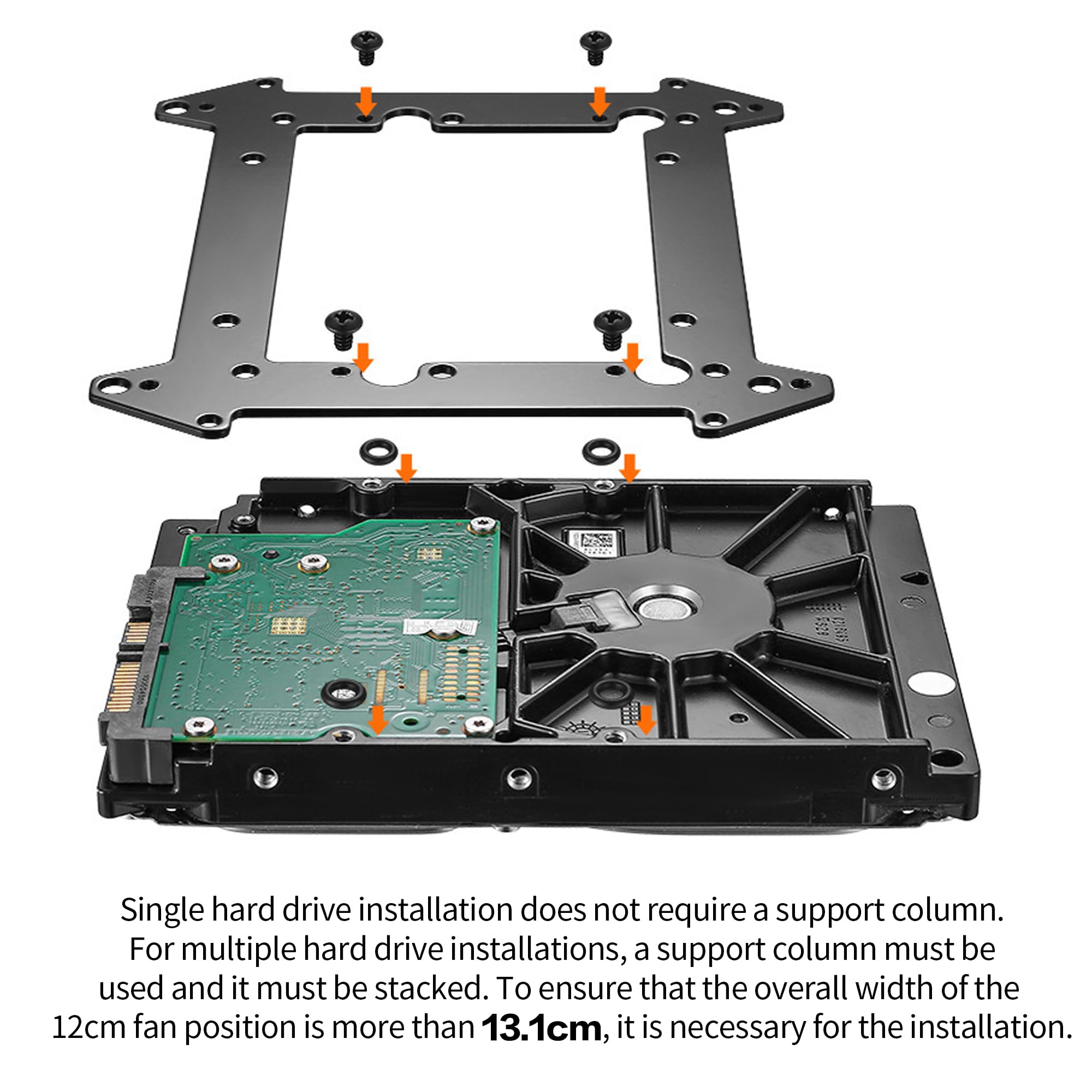 YAODHAOD SSD Einbaurahmen Metall für 2,5" / 3,5" Zoll HDD/SSD Halterung stapelbar, platzsparende Speichererweiterung für PC Gehäuse, NAS, Server (3)