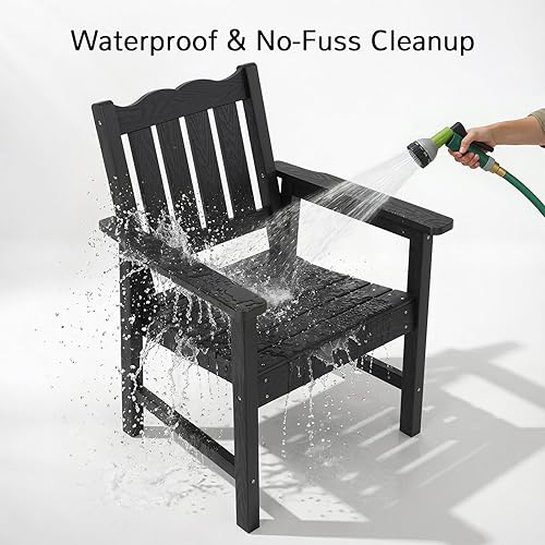 Miniatura 8 de Stoog Juego de 2 sillas de patio para todo tipo de clima, sillas de comedor al aire libre con respaldo curvo, silla de jardín de soporte de 400