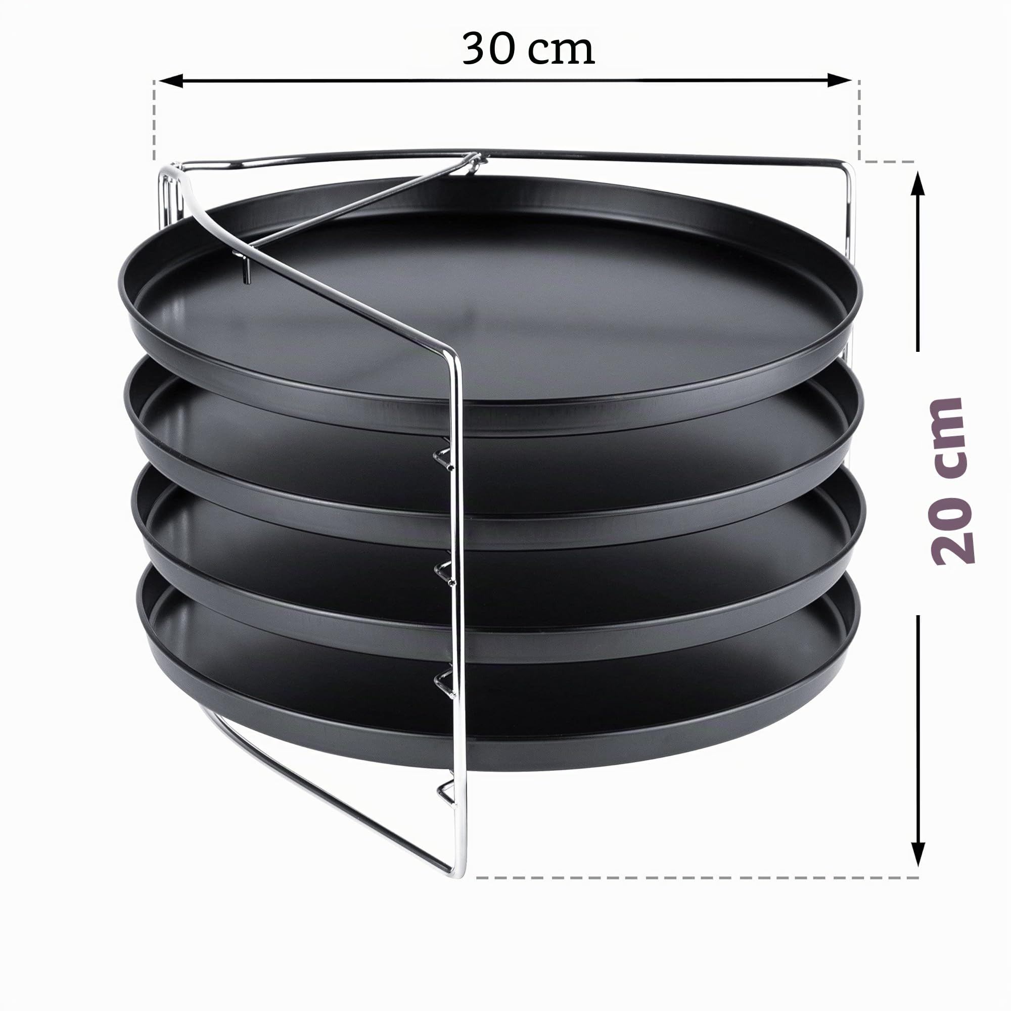 Grizzly Pizza Backset, 5 pièces, avec support fixe et 4x plaques à pizza rondes 28 cm, support à pizza pour four cuire 4 pizzas en même temps