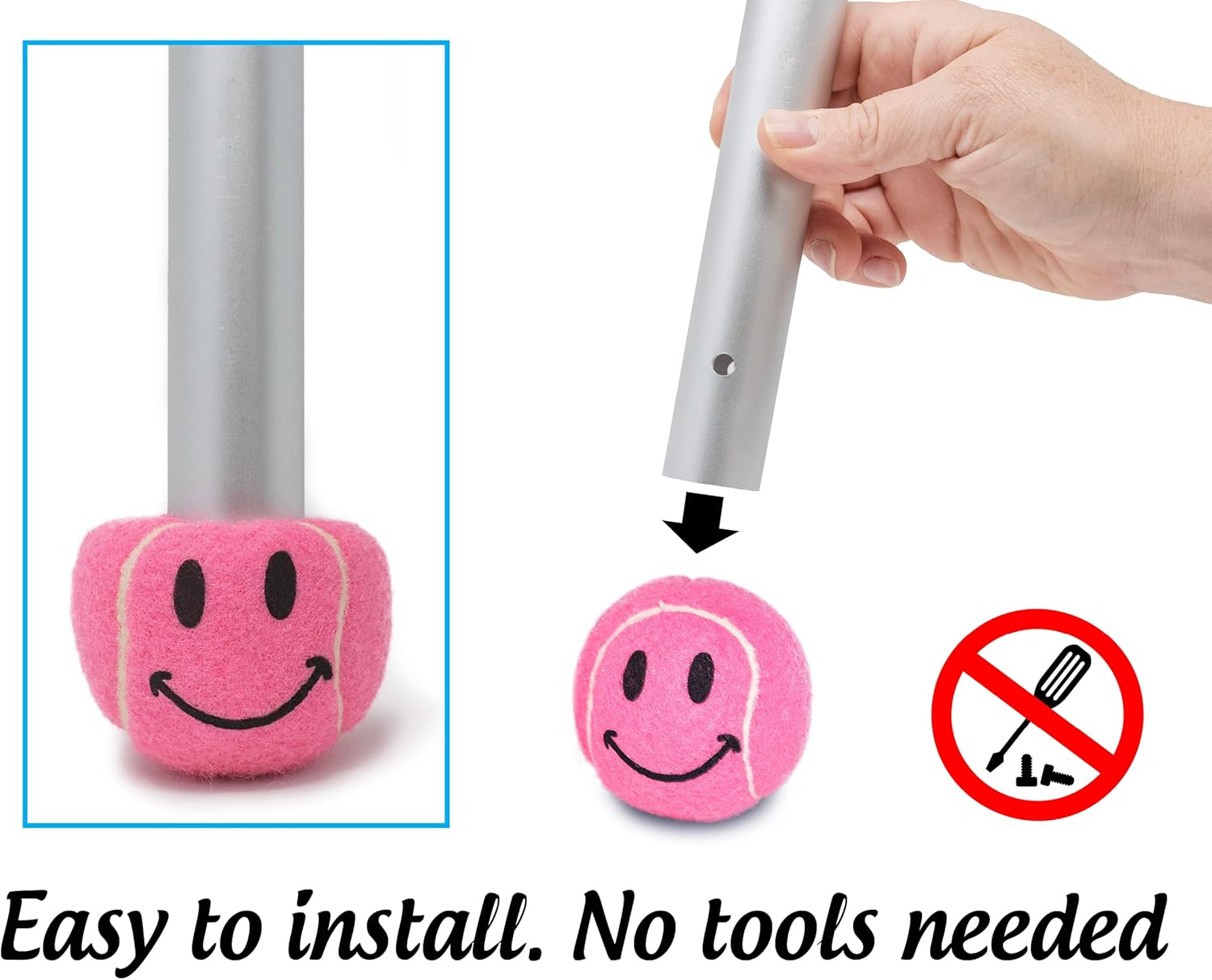 Pre-Cut Walker Glide Balls - 15 Colors & Styles (Smiley - Pink) : Sports & Outdoors