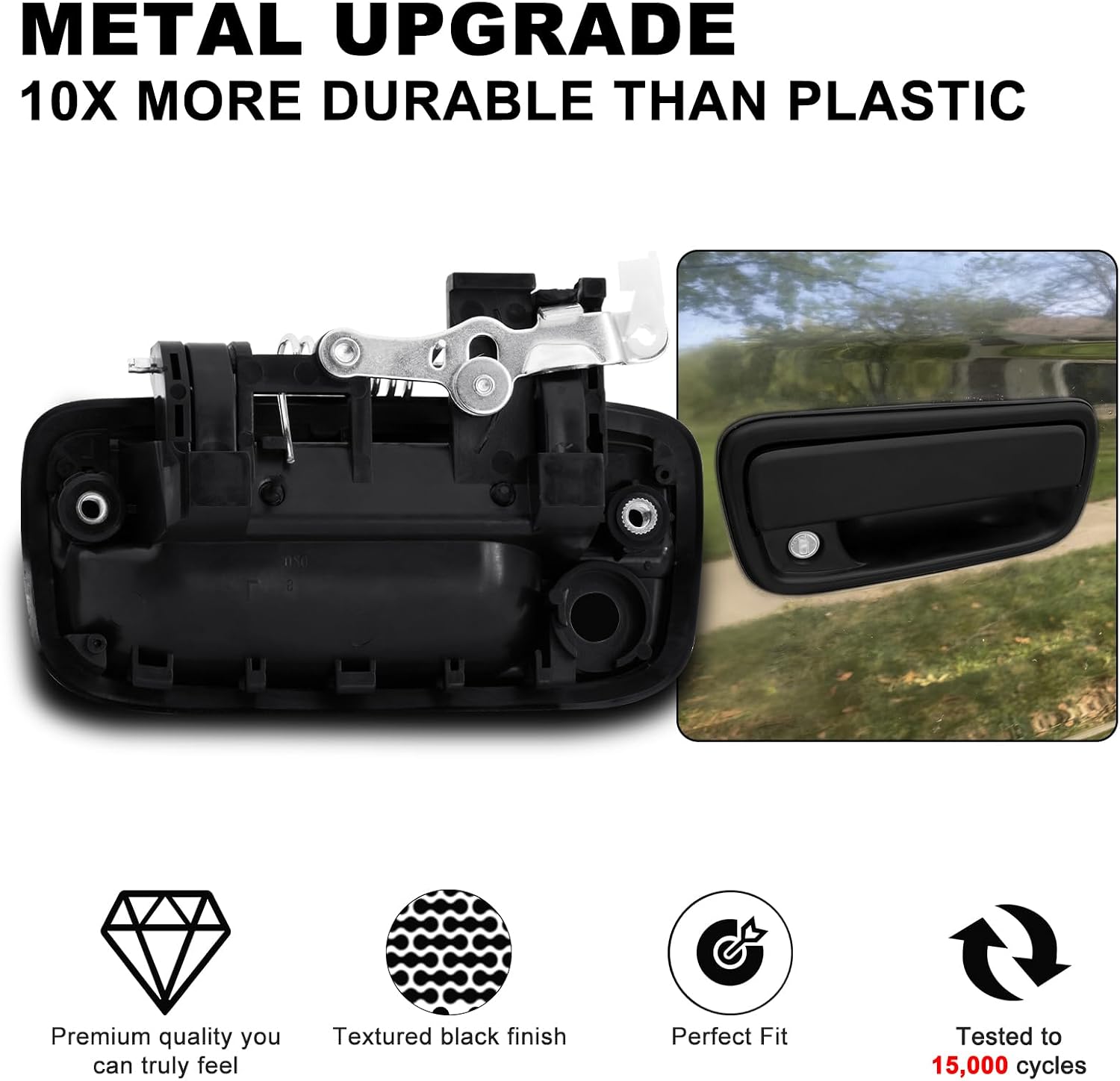 mupera Front Passenger Side Exterior Door Handle Replacement for 1995-2004 Toyota Tacoma – Textured Black with Keyhole, OEM 69210-35020, 91318, 79345, TO1311117