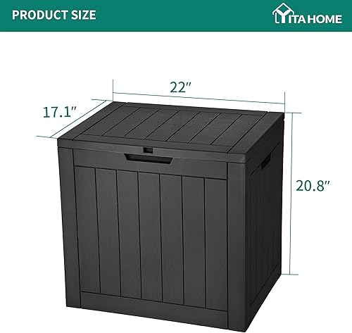 Vista 7 de Yitahome Caja de almacenamiento para exteriores de 30 galones, caja de almacenamiento para exteriores de resina impermeable para paquetes de entrega