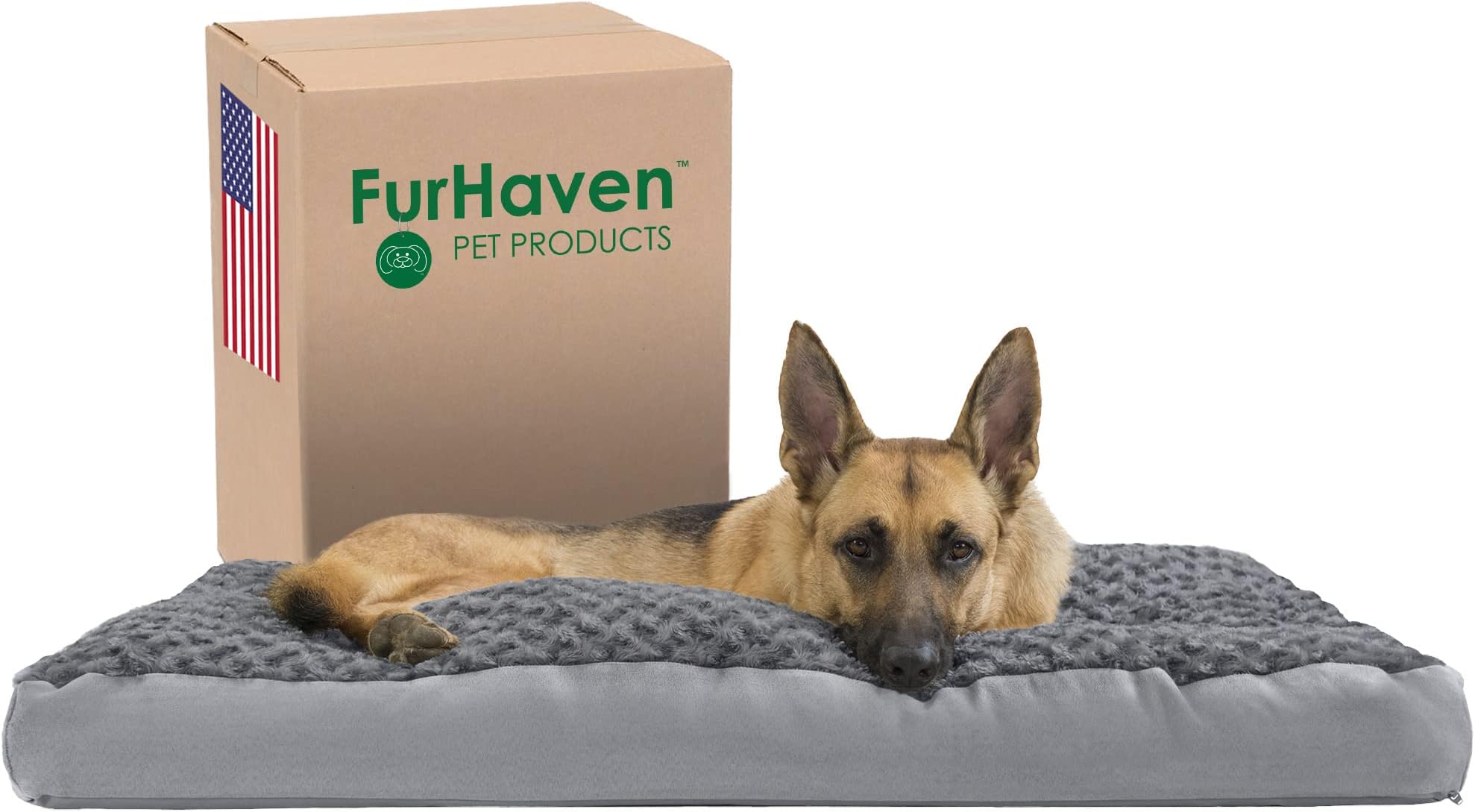 Pillow Dog Bed for Large Dogs w/ Removable Washable Cover - Ultra Plush Faux Fur & Suede Mattress - Gray, Jumbo/XL