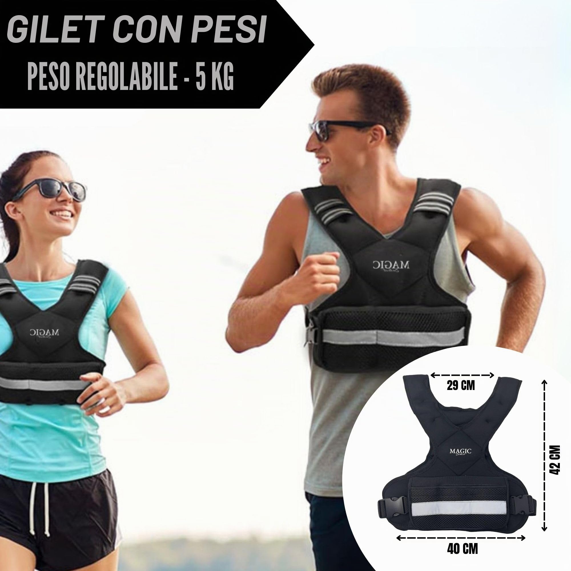 Giubbotto Zavorrato. Gilet Pesi da Allenamento. Gilet Pesi Sabbia con Peso Regolabile 5 kg,Pesi Inclusi. Giubbotto Zavorrato Compatto con Pesi per la Corsa, Palestra in Casa, Crossfit.