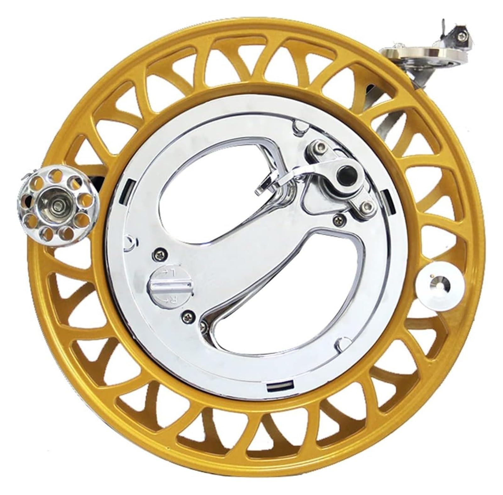 Carrete para Cometas, Bobinador de Cometas, molinete Viento, Carrete Profesional con Mango Rueda y función Bloqueo for Exteriores, for niños Adultos(Gold)