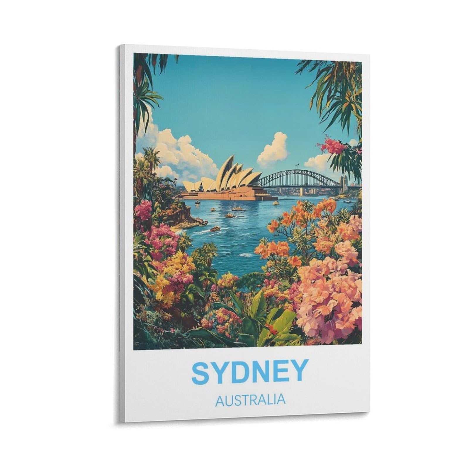 Fjiwecwsq Frame-Style Sydney Australia Vintage Travel Poster 08X12inch(20X30cm) Canvas Wall Art Painting Prints