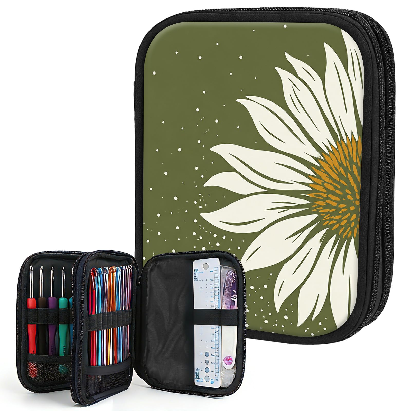 Amazon.com: Crochet Hook Case Organizer with Zipper,Elastic Slots