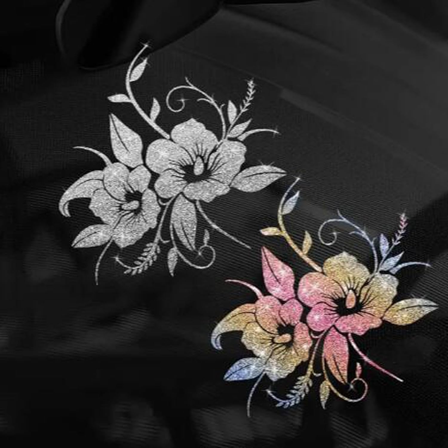 2pcs Romantic Floral Sparkling Sunflower Self-Adhesive PVC Rainbow Glittery Decal Sticker for Cars, Laptops, Trucks, Motorcycles Wall Window Luggage Scratch Cover Door Multi-Surface Decor Sticker