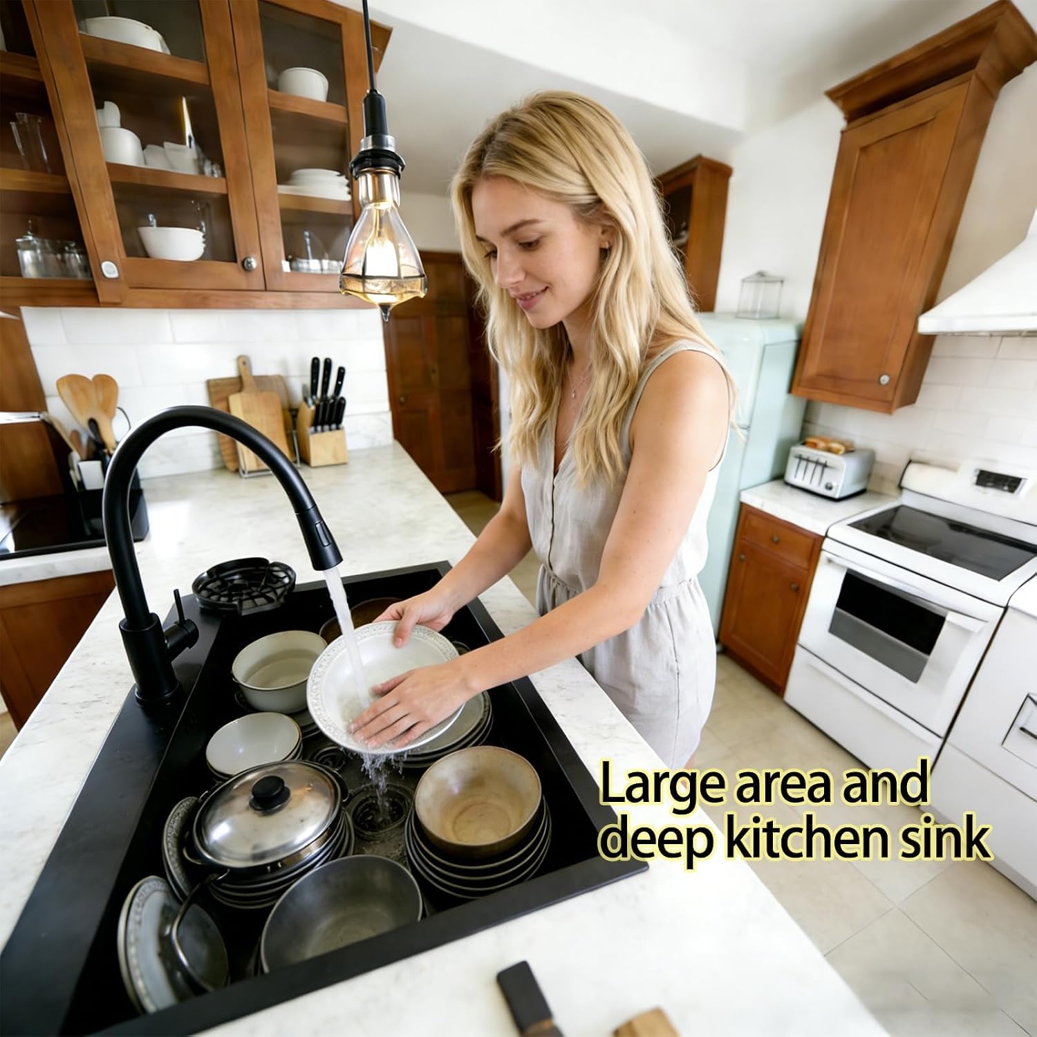 30 Inch Drop In Kitchen Sink,16-Gauge Stainless Steel Single Bowl Deep Kitchen Sinks with Faucet&Glass Washer and Bottom Protector and Other Accessories (Silver, 30 * 18 inch)