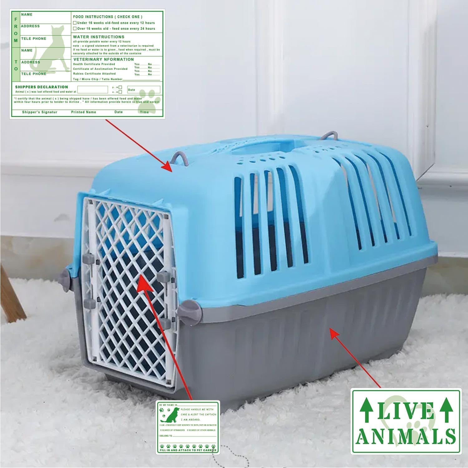 20 x Live Animals Stickers with Arrow for Air Cargo Crate Shipping and Handling Instruction Labels Live Animals