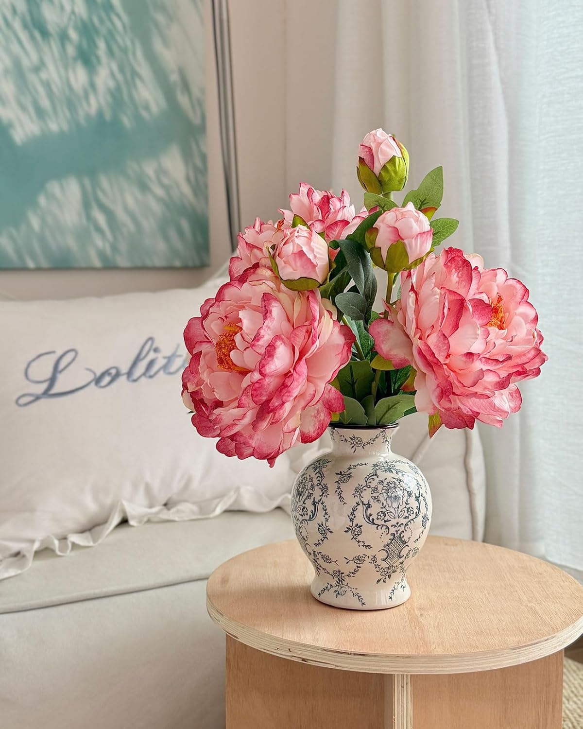 Vintage Chinoiserie Ceramic Vase, Classic Decorative Porcelain Flower Vase for Centerpiece Living Room Table Shelf, Retro Country Decor - Image 2