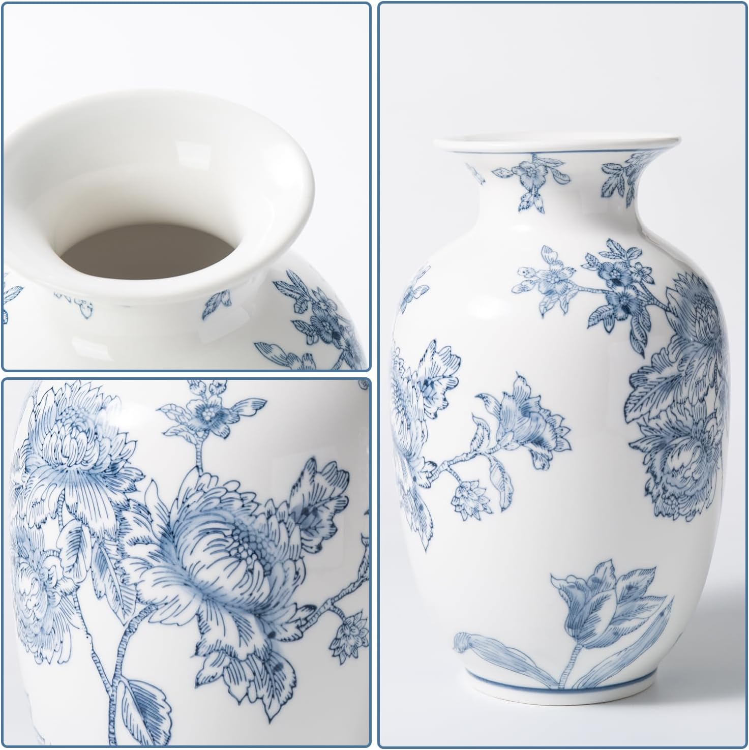 Blue and White Vase for Home Decor, Ceramic Chinoiserie Vase Decor, Porcelain Vases, Flowers and Branches - Image 6