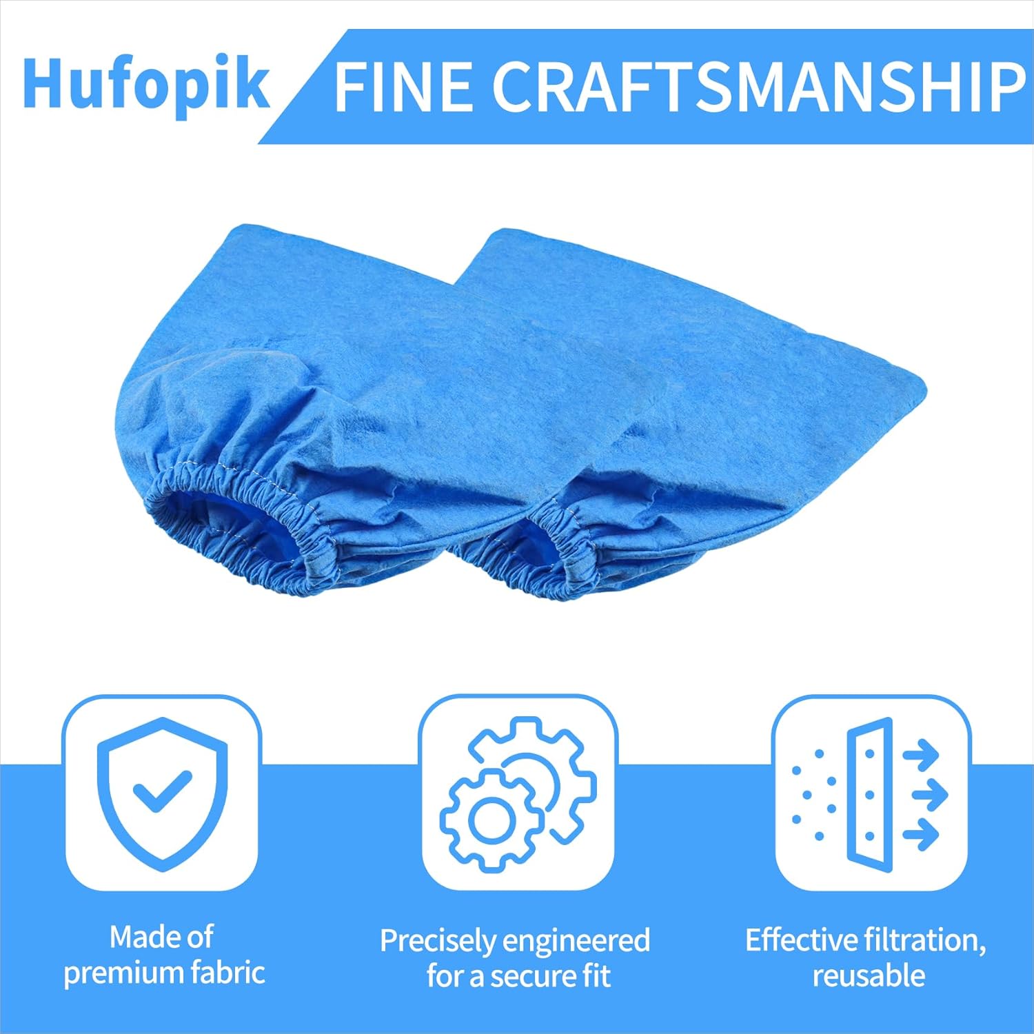 2 pcs Cloth Vacuum Filter compatible with craftsman shop vac bags, compatible with craftsman shop vac filter.(Blue)