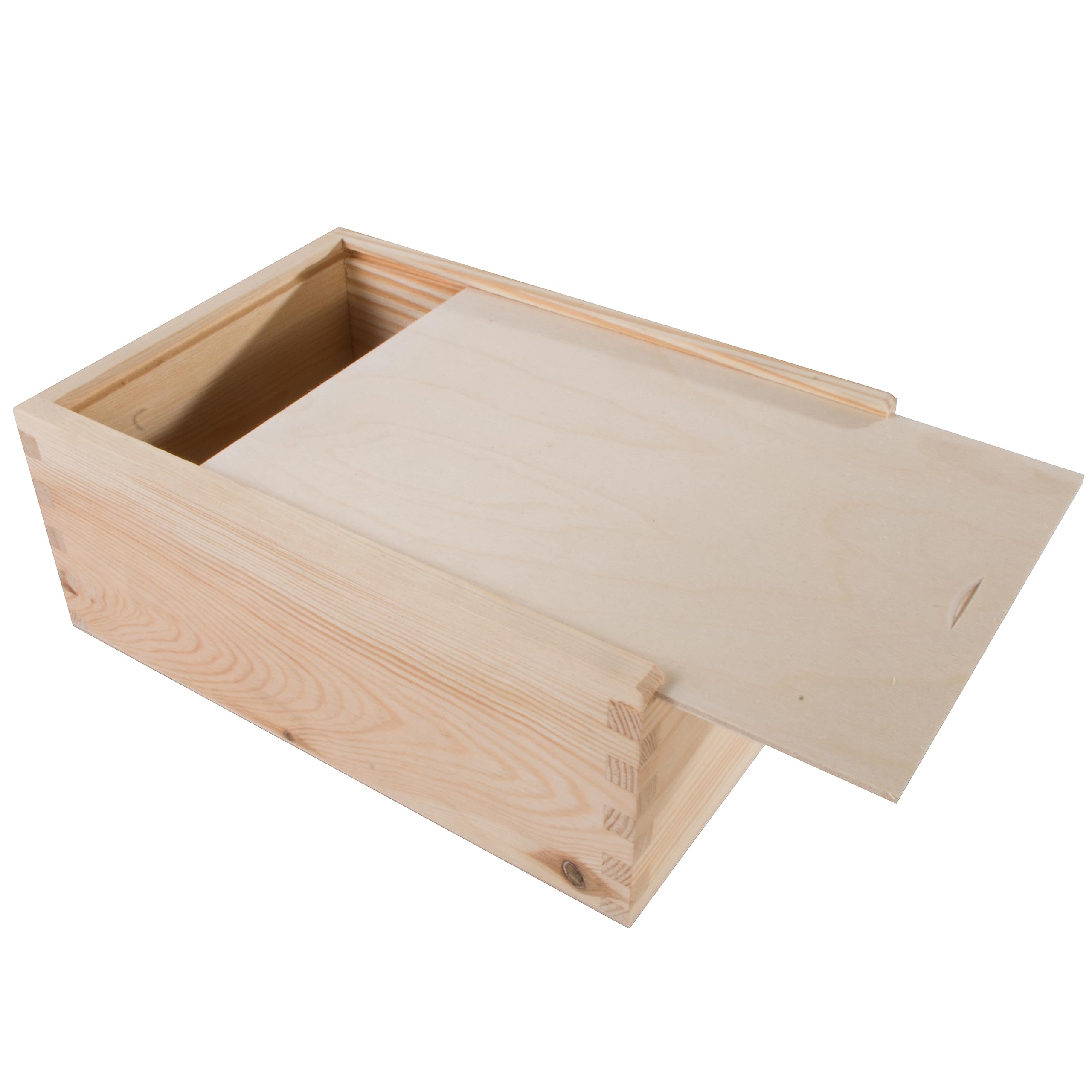 Unfinished Wood Sliding Lid Box |25x17x10cm|Keepsake Memory Trinket Case Holder