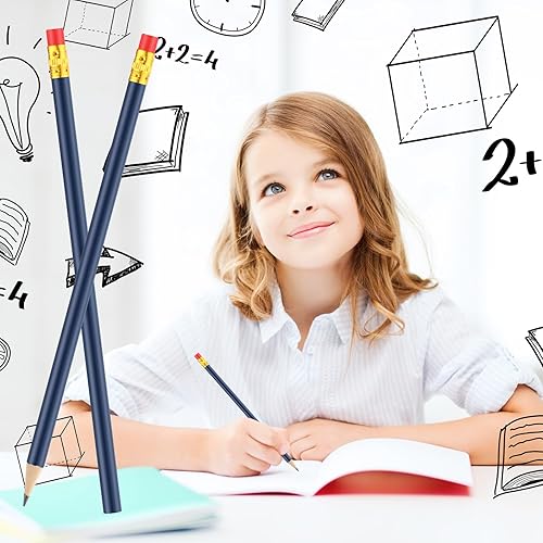 Miniatura 6 de Lápices redondos HB, 24 lápices de grafito, lápices de madera con borrador, paquete de lápices para dibujo escolar, bocetos, suministros de oficina