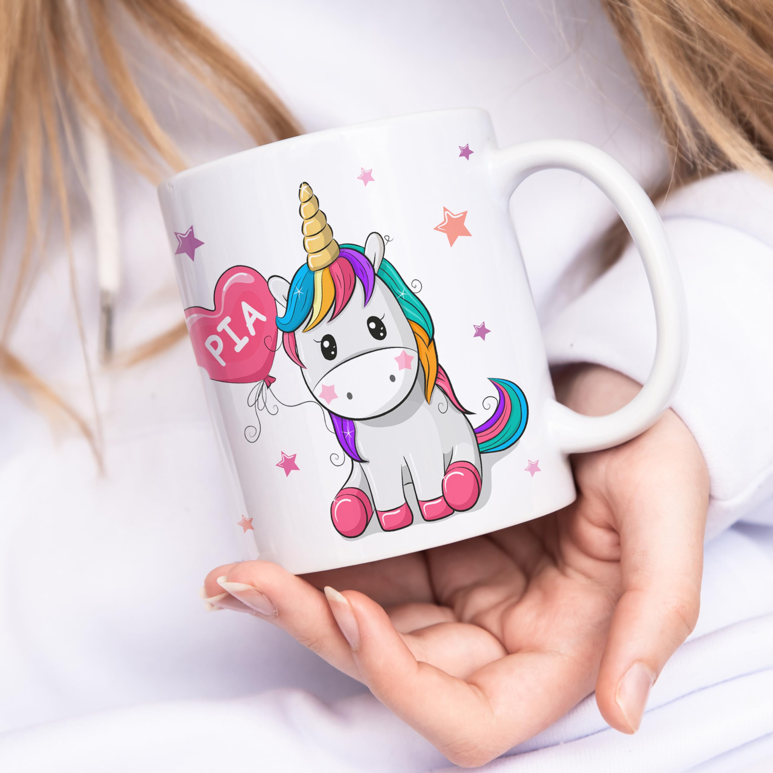 Emaille Becher Mit Einhorn-Motiv – 300 Ml, Kratzfest, Spülmaschinengeeignet (weiß/silber)