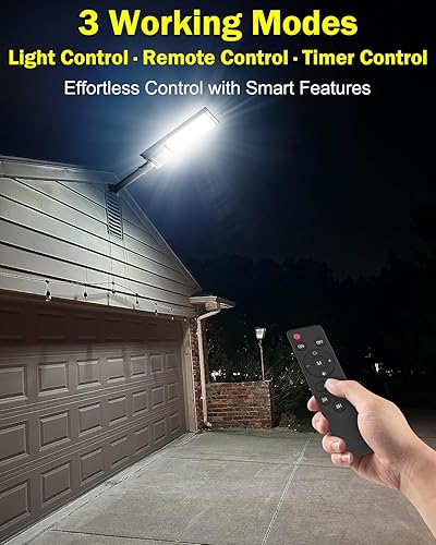 Miniatura 6 de Engrepo Farolas solares para exteriores IP65 impermeable seguridad LED luz de inundación con control remoto luz de seguridad del atardecer al