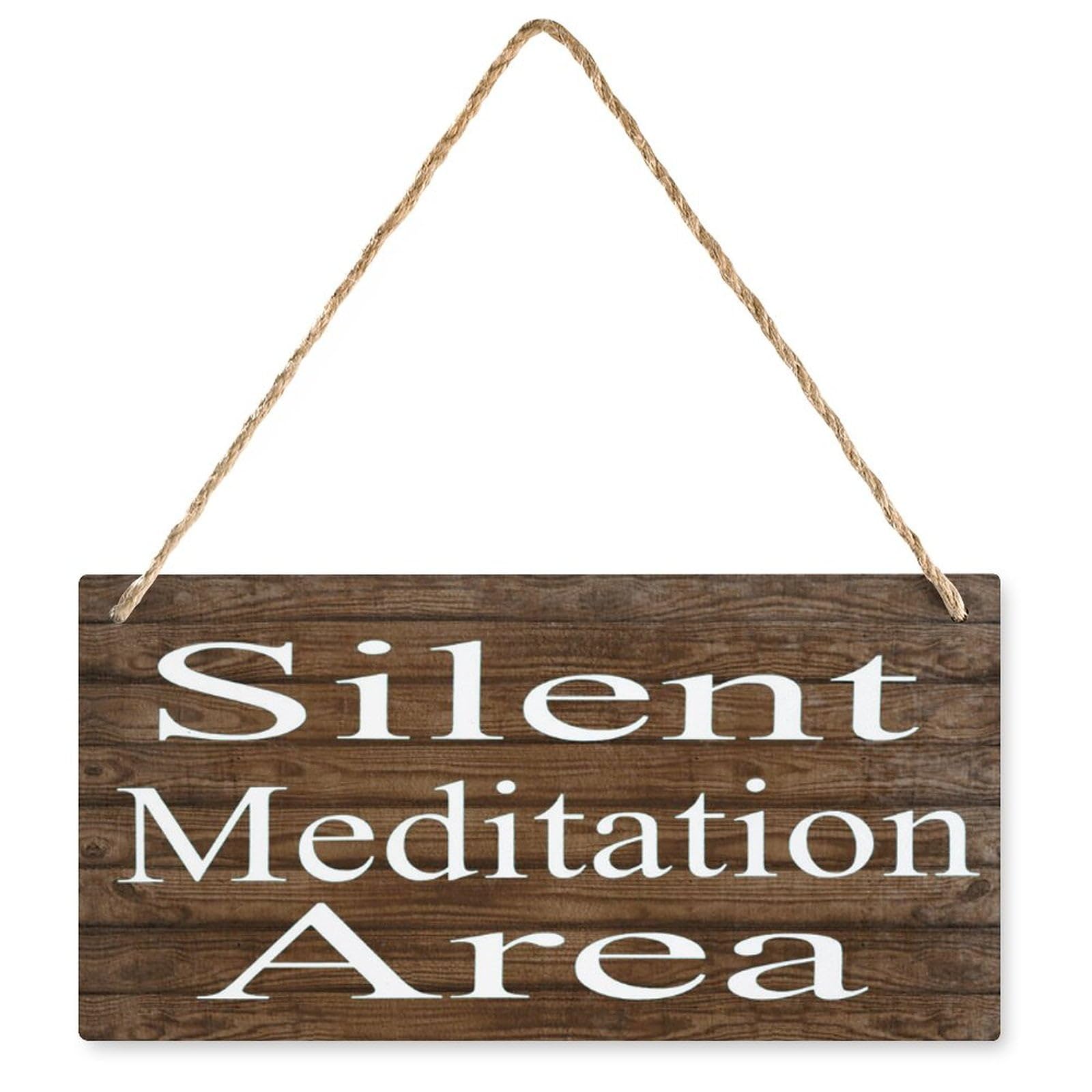 Wood Decor Sign Silent Meditation Area - Retro Wooden Hanging Decor, Home/Door/Fence Vintage Wall Plaques for Meditation Spaces 12X6 Inch
