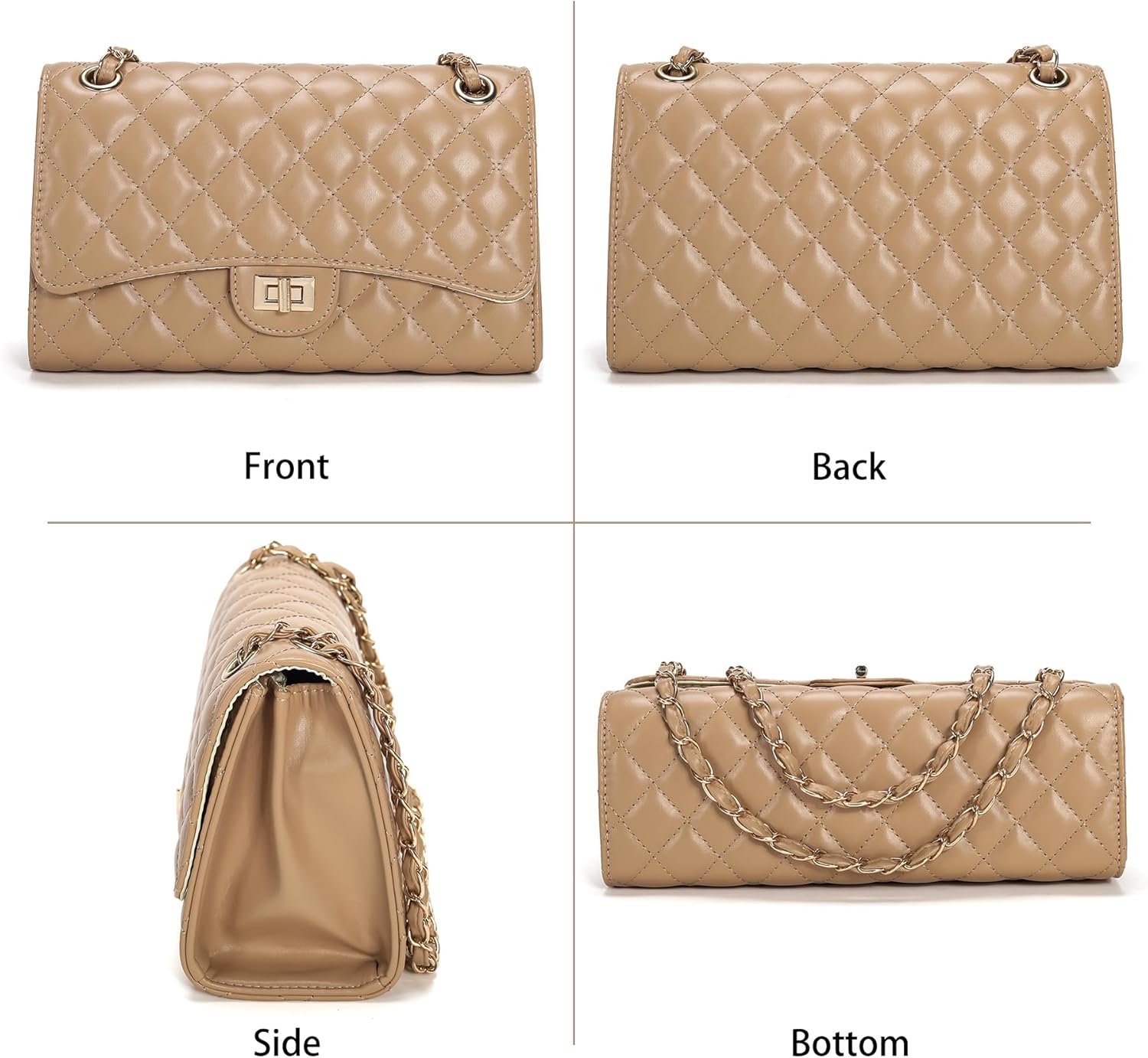 Quilted Crossbody Purse for Women Trendy Ladies Shoulder Bag with Chain Strap PU Leather Cross Body Bags Satchel HandBag - Image 3