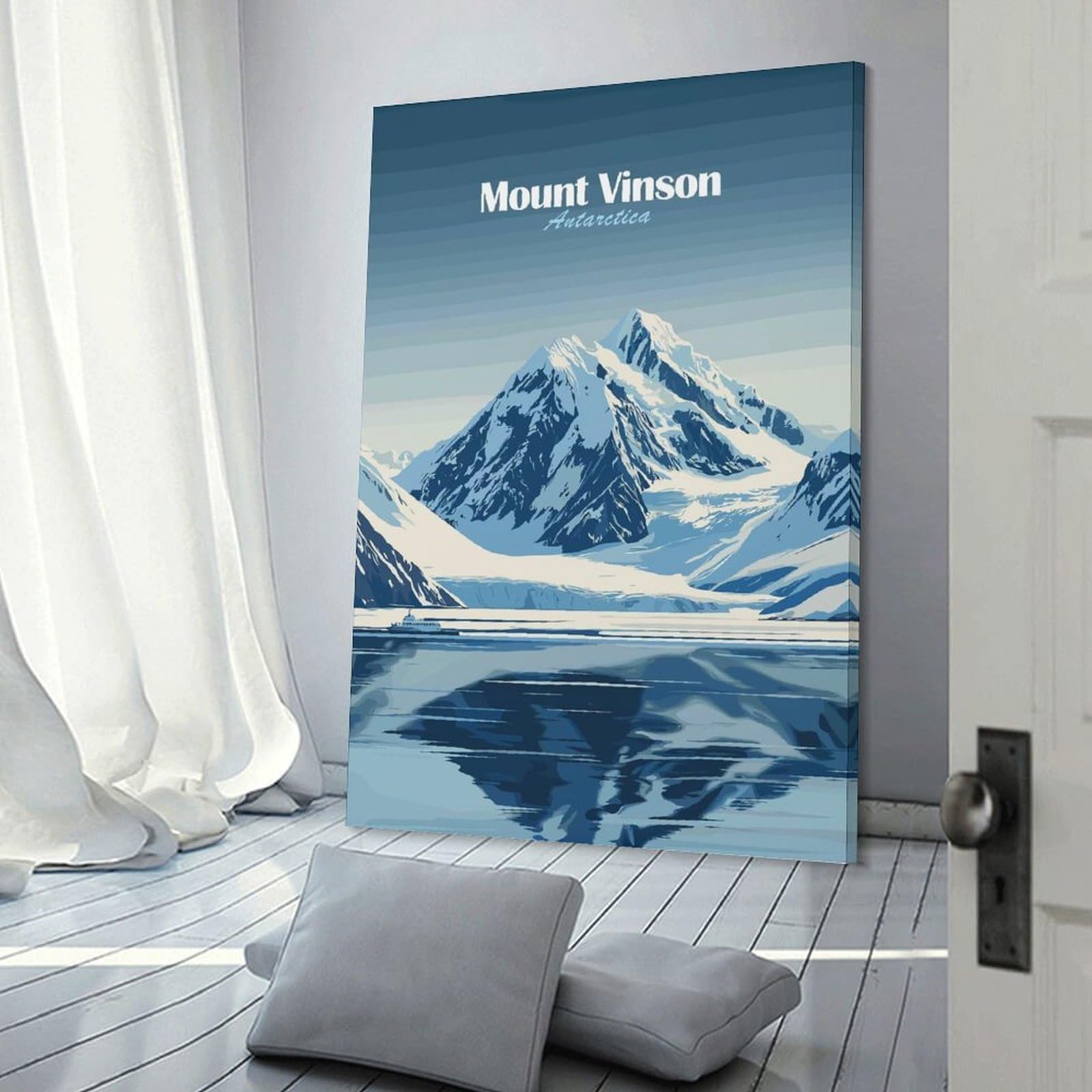 Junmoney Mount Vinson Antarctica Canvas Wall Picture, 24x36inch(60x90cm), for Entrance Spaces, Stair Walls Or Halls, A Stylish Accent for Home Entrances