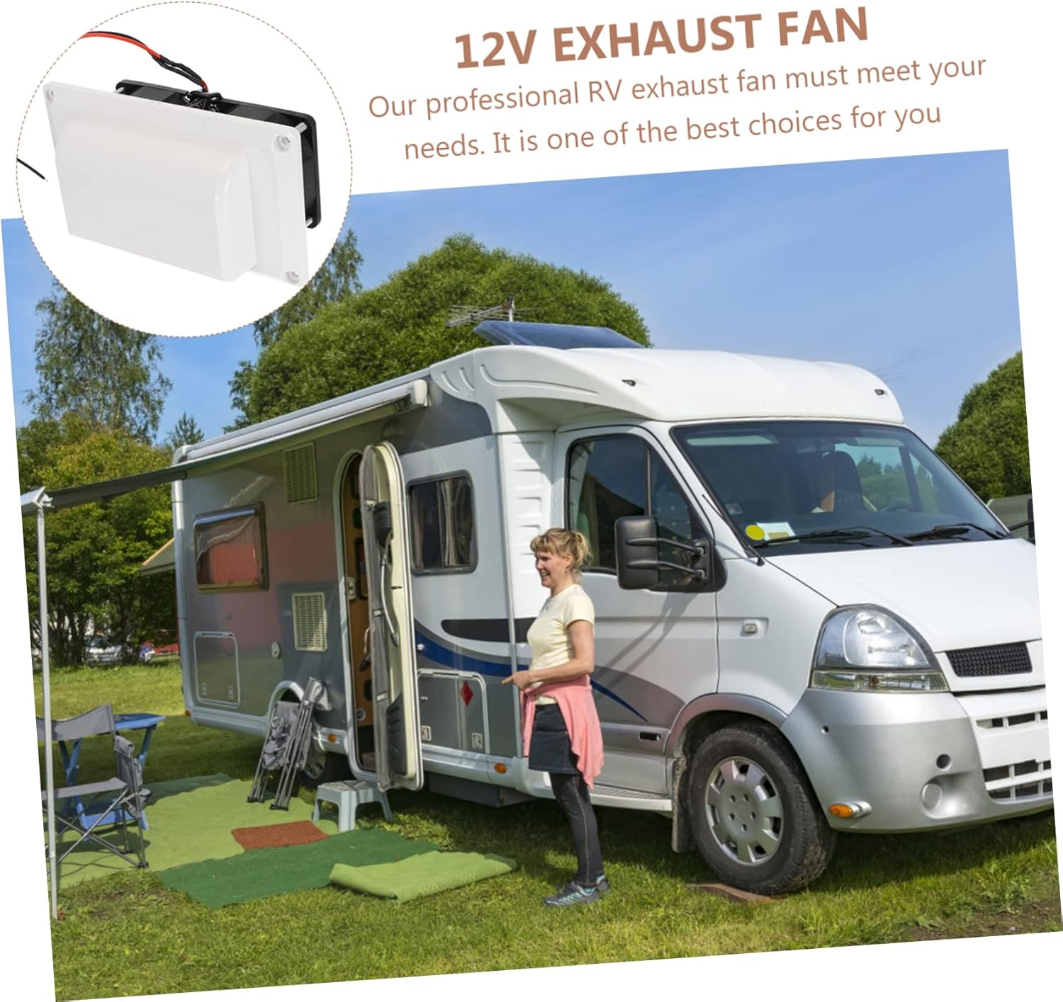 OUNONA 3pcs Rv Van Motorhome Side Exhaust Ventilation Fan Quiet for Cooling and Air Circulation Trailers and Campers