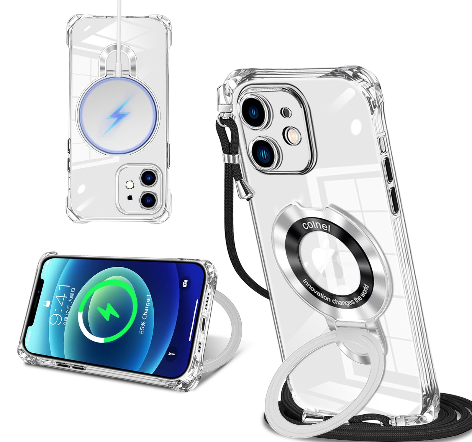 Amazon.co.jp: iPhone 12 用 ケース クリア MagSafe対応 リング付き