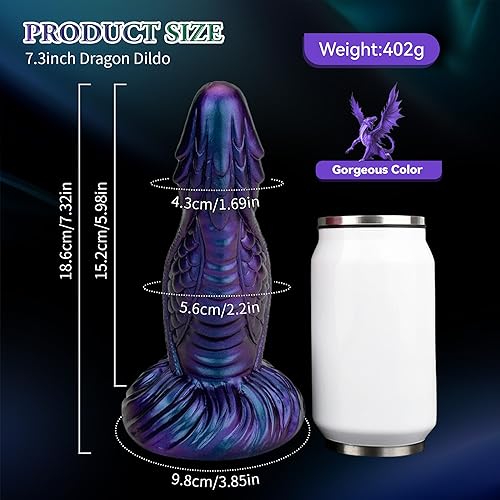 Miniatura 2 de Consolador de dragón realista y grueso con ventosa, consolador de monstruo de silicona de fantasía grande de 7.3 pulgadas, juguetes sexuales para