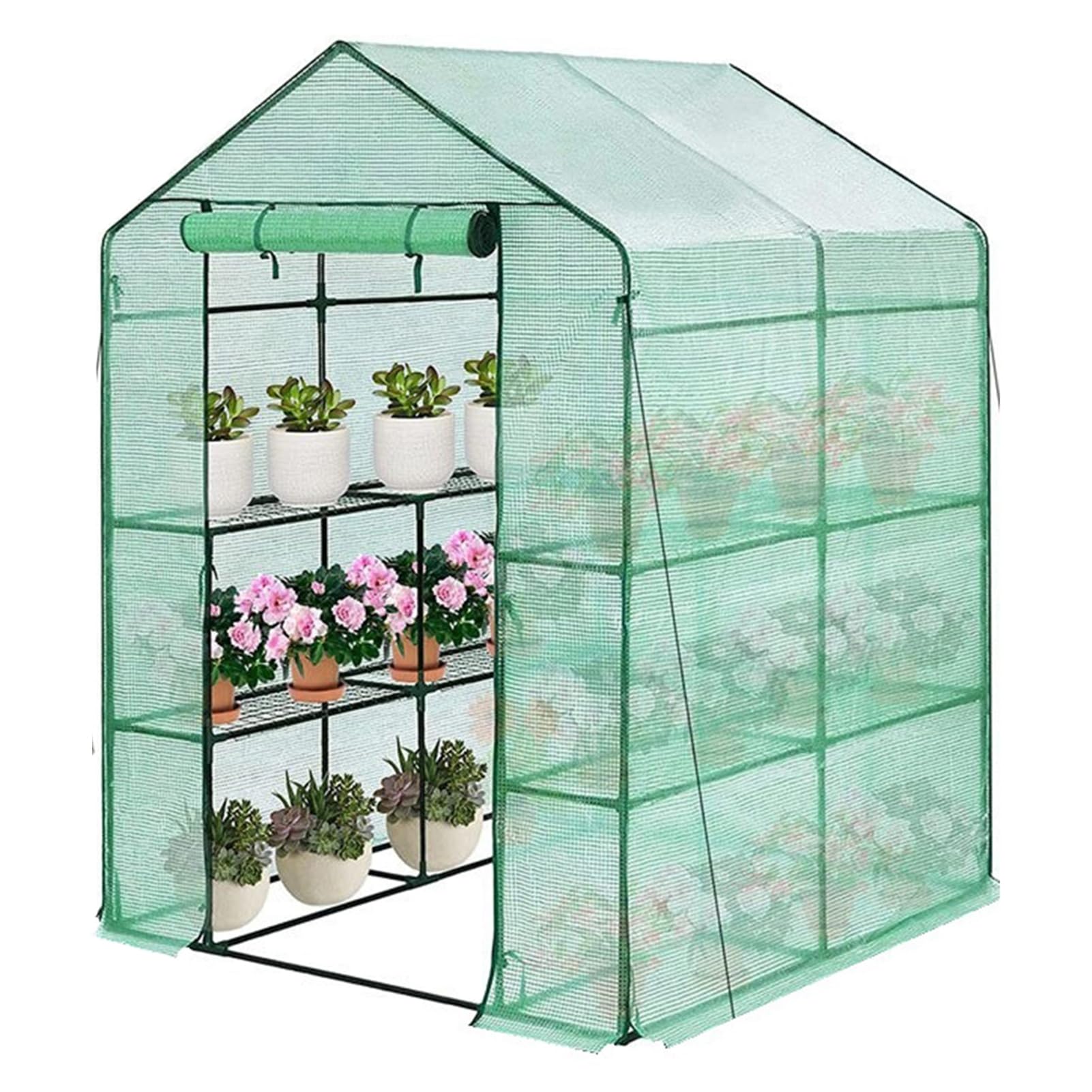 ulafbwur Environmentally Friendly Greenhouse Cover 143x143x195cm Pe Waterproof Replacement with Door Thermal Insulation Rainproof Greenhouses Transparent Green Green