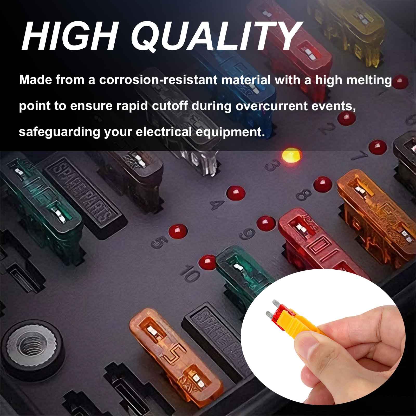 Kit assortito di 306 fusibili per auto, standard misti, mini e a basso profilo, fusibili a lama per veicoli, 2A, 5A, 7,5A, 10A, 15A, 20A, 25A, 30A, 35A, per camion, auto e SUV, barche
