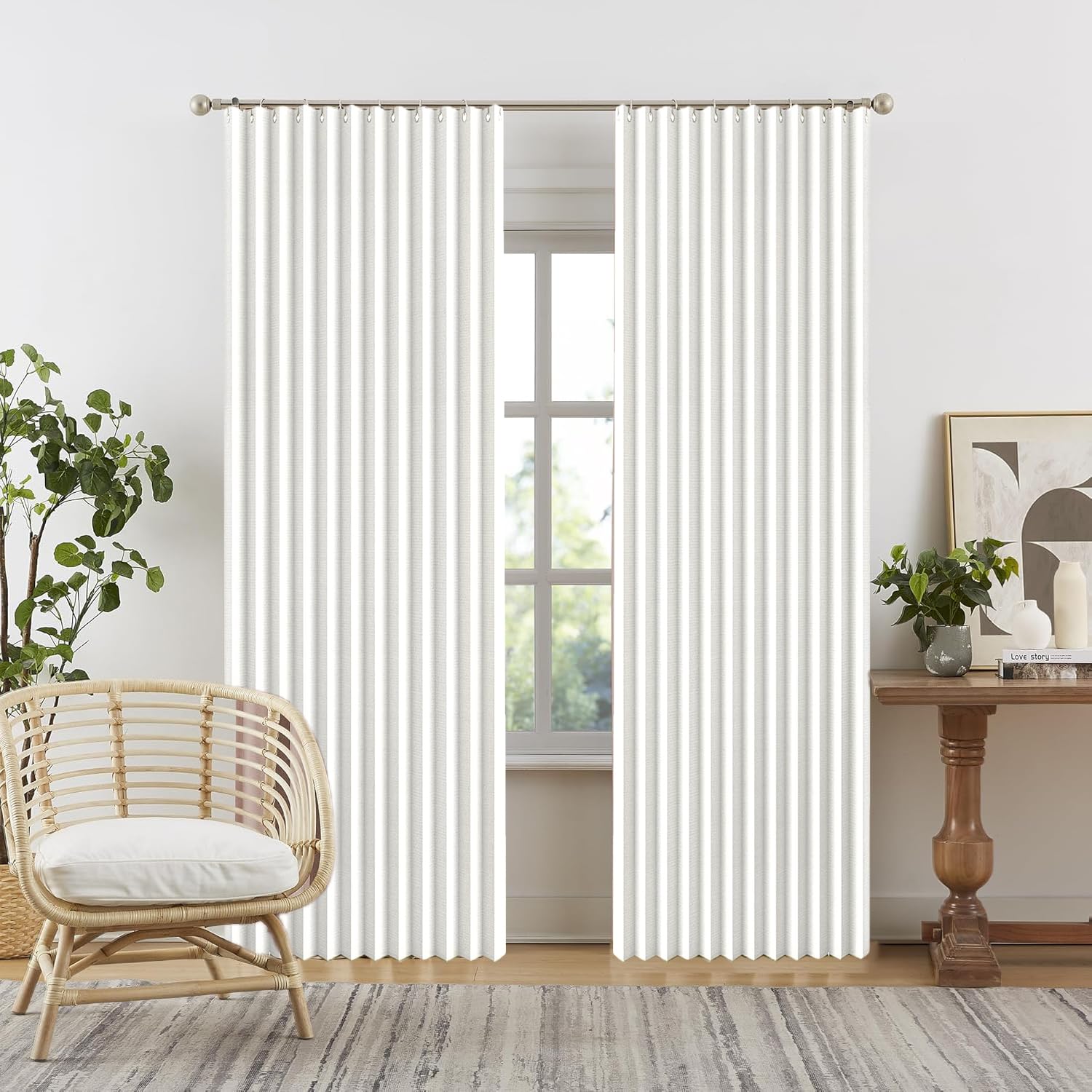 Cortinas Plisadas Invisibles aíslan del frío y del Calor, Ideales para Separar Habitaciones.-White- W180xH200cm