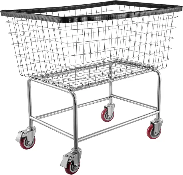 VEVOR 4.5 Bushel Wire Laundry Cart with Wheels - Steel Frame Basket