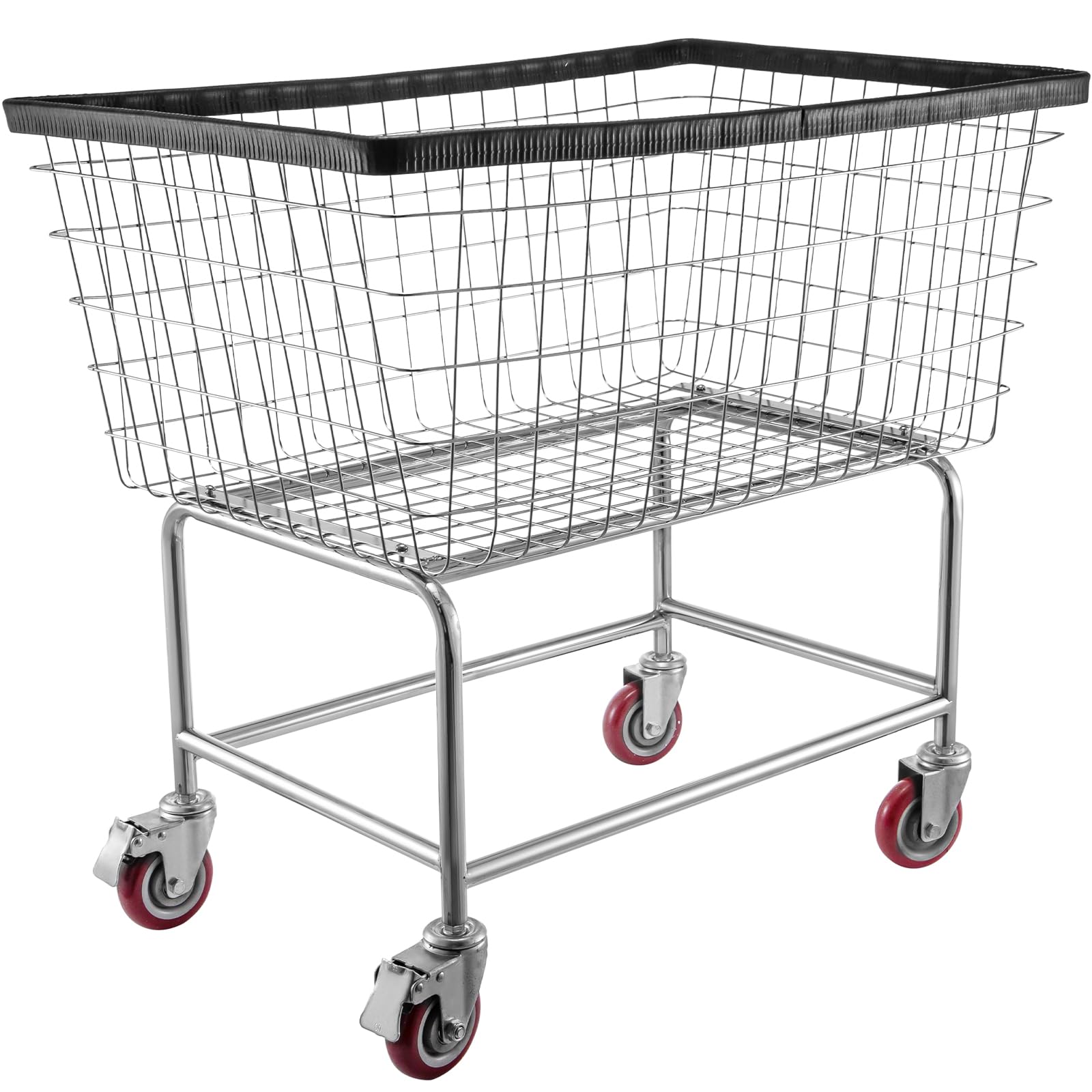 VEVOR Carrello portabiancheria in filo metallico con ruote, Carrello portabiancheria in filo metallico commerciale da 35''x15,7''x22'', Telaio in acciaio con finitura cromata