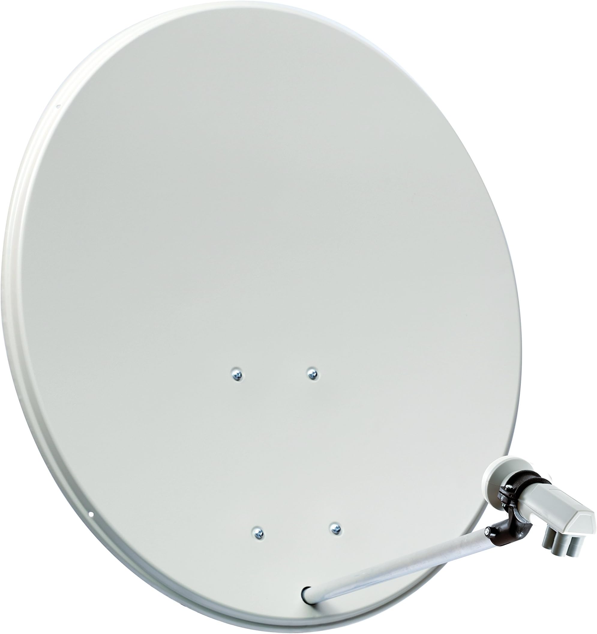 Telestar Basicline 80 5109804 Satellite Dish with Quad LNB for HDTV, 80 cm Steel Dish, Quad LNB, 4 Receivers, Beige