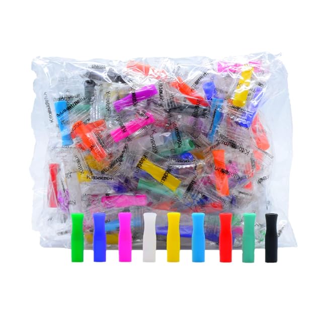 Silicone Straw Tips for Stainless Steel 100Pcs Multicolored Reusable Silicone Tip for Metal Rubber Straws Covers with Individually