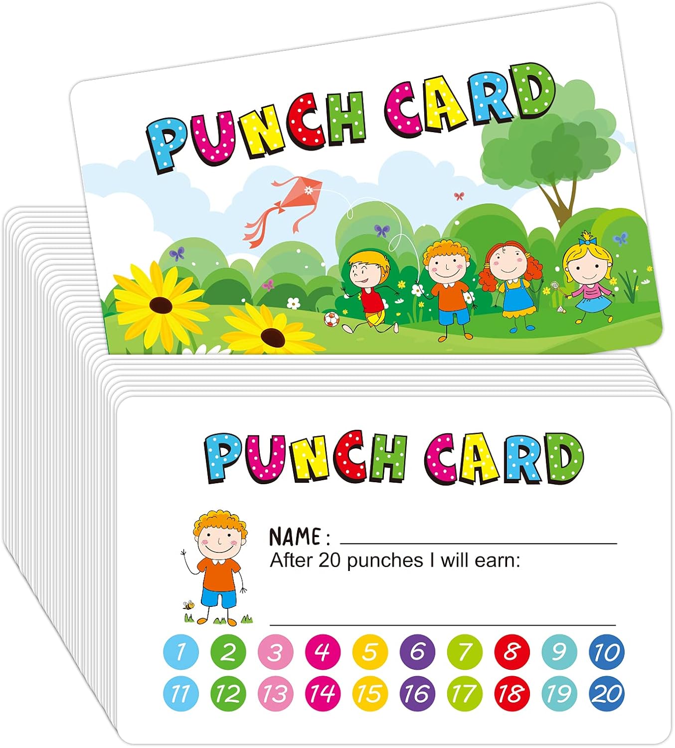 120 Pcs Reward Punch Cards Behavior Incentive Awards for Kids Students Teachers Home Classroom School Positive Reinforcement Tool Business Loyalty Card - 2" x 3.5" : Office Products