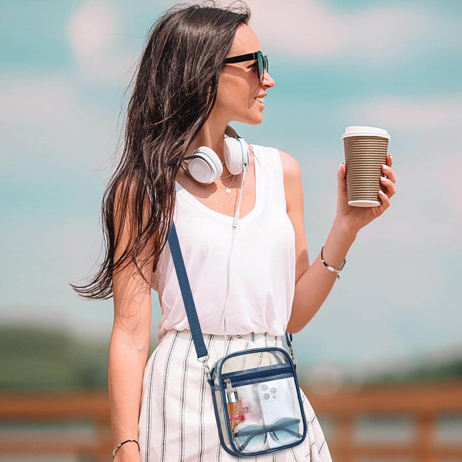 USPECLARE Clear Purse Stadium Transparent Messenger Bag Stadium Approved for Men and Women Clear CrossBody Bag - Image 4