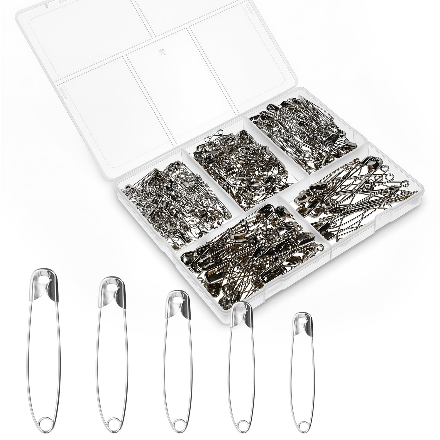 Safety Pins 300 Pcs Large Safety Pins for Clothes Small Safety Pin Assorted Sizes for Clothing Sewing Arts Crafts