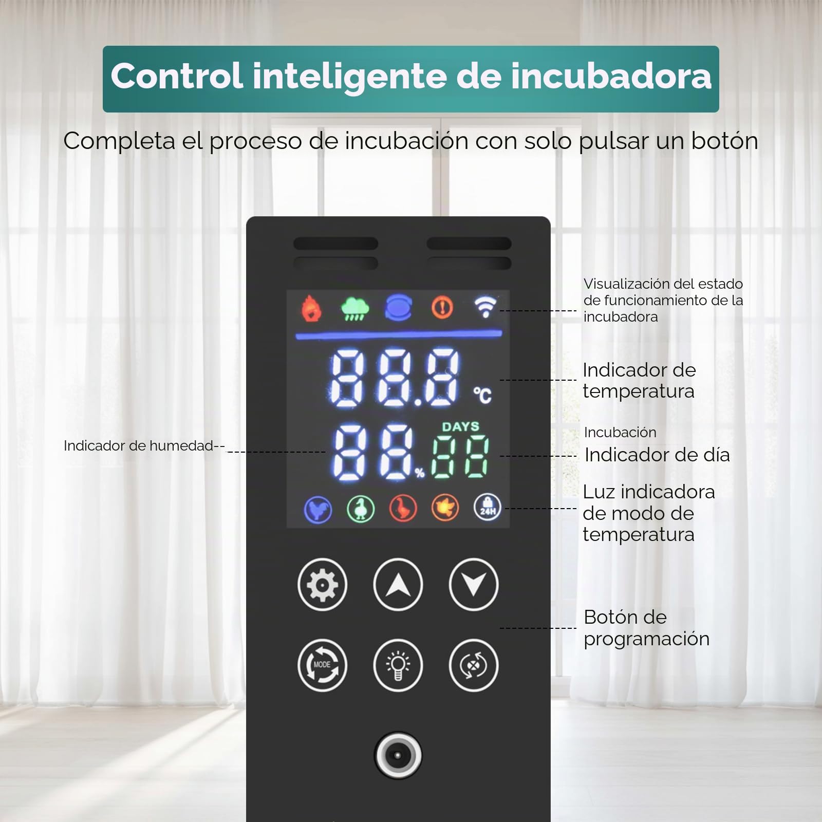 Máquina incubadora completamente automática, 24 huevos con paleta automática y control de temperatura, doble fuente de alimentación, incubadora para pollos, codornices, patos (A)