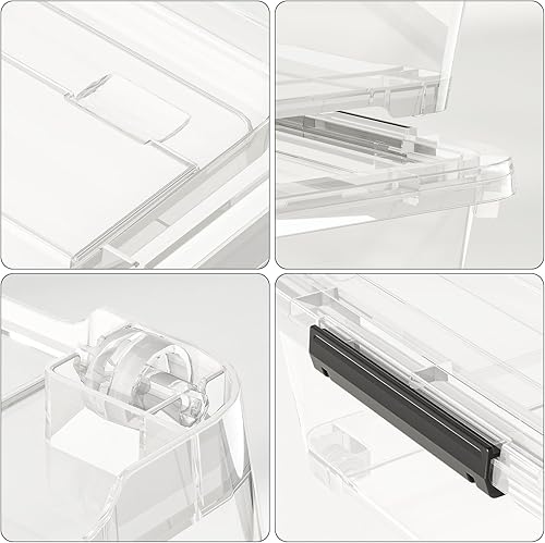 Miniatura 3 de Paquete de 3 cajas de almacenamiento con ruedas debajo de la cama, contenedores de plástico de 40 cuartos de galón con tapas de cierre seguro y